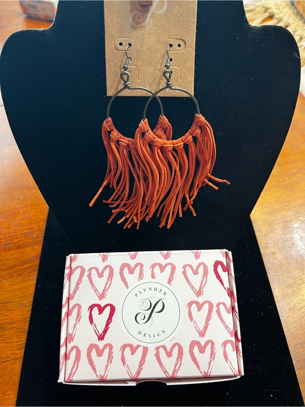 Plunder Burnt Orange Fringe Hoop Earrings